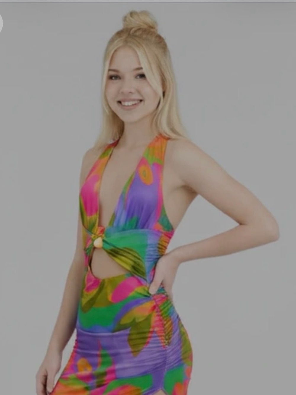 Runaway the Label Multi-Color Halter Dress Sexy 
Cut-Out in bodice Maxi - Picture 5 of 7